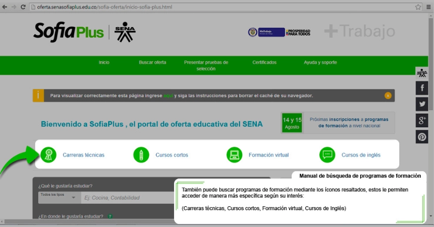 Ingresar a la Plataforma Sofia Plus - incribirse por medio de categorias SENA